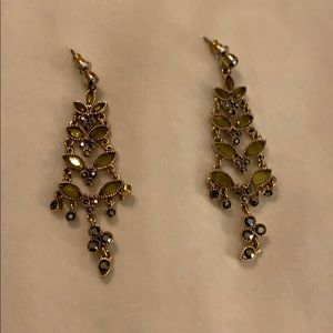 Gold and green hanging earrings (bundle and save!)